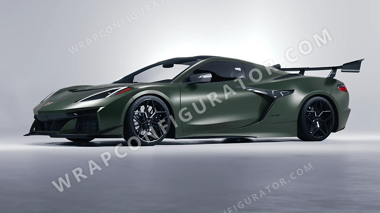 Green Chevrolet Corvette ZR1 2025 wrapped in Inozetek Dynamic PPF Urban British Green URBN101