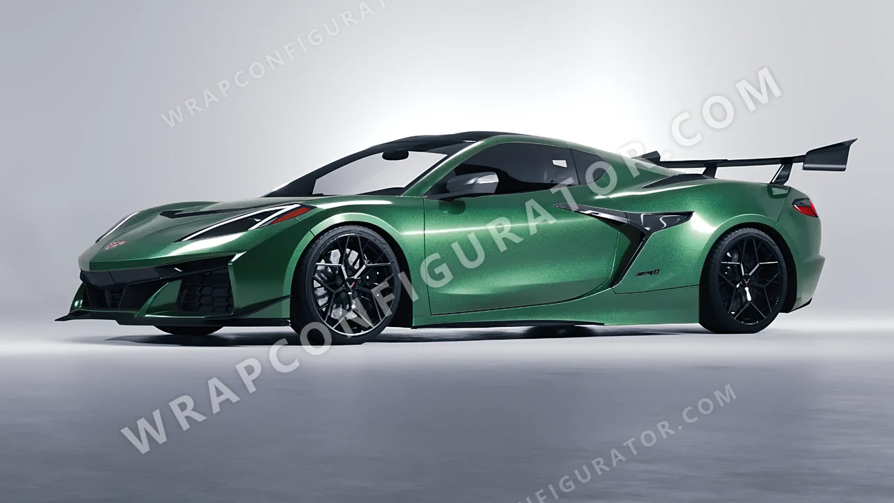 Green Chevrolet Corvette ZR1 2025 wrapped in KPMF Envious Green K75407