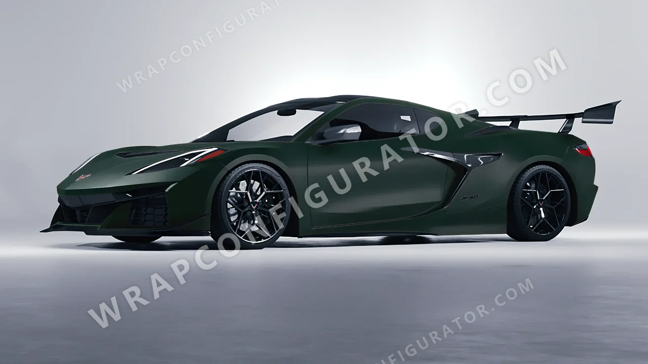 Green Chevrolet Corvette ZR1 2025 wrapped in KPMF Frozen Emerald Matt K75577