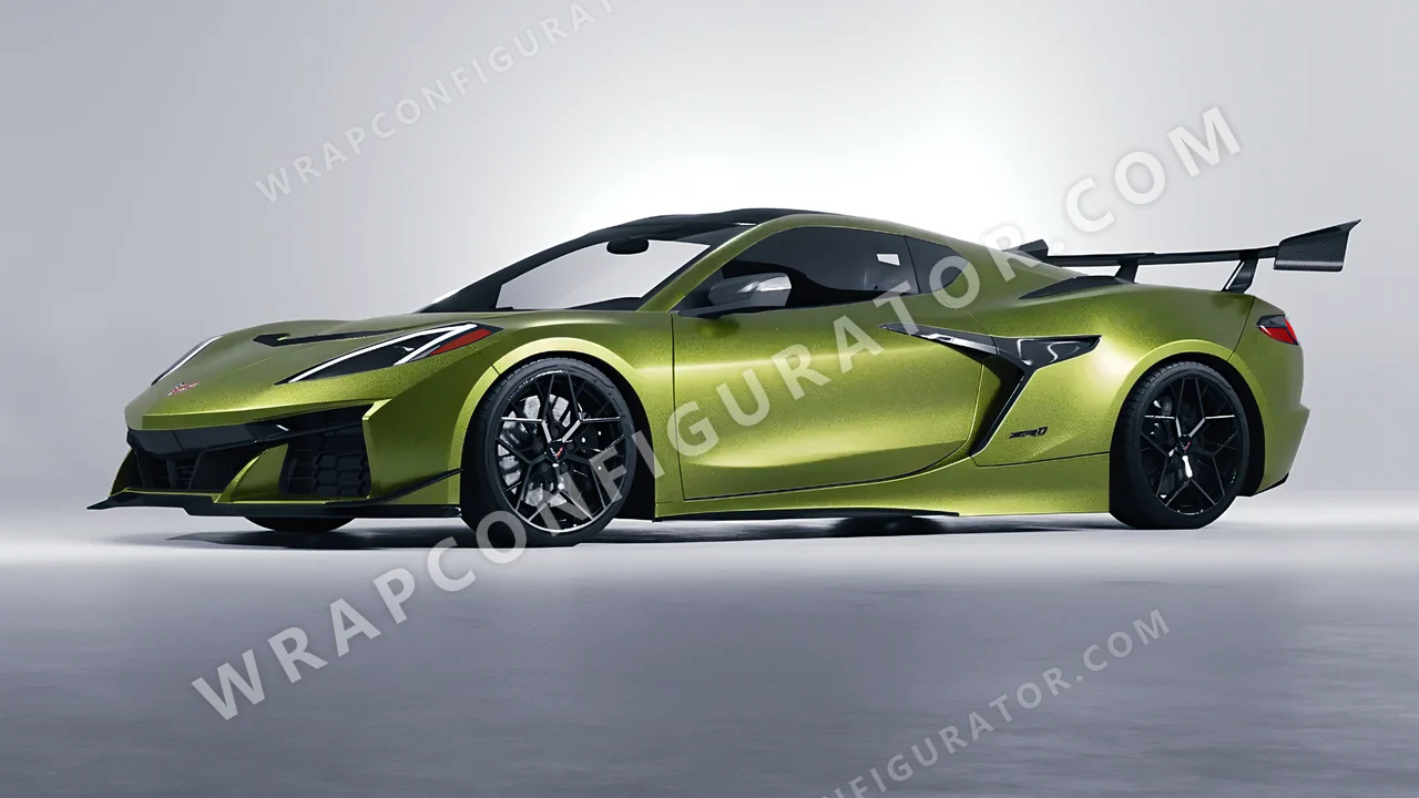 Green Chevrolet Corvette ZR1 2025 wrapped in KPMF Matt Viper Green K75542