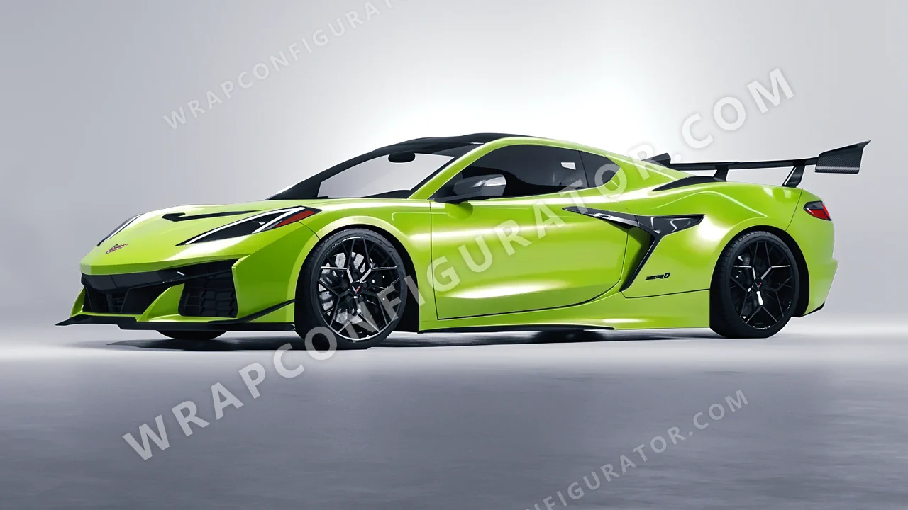 Green Chevrolet Corvette ZR1 2025 wrapped in KPMF Surge Green K75438