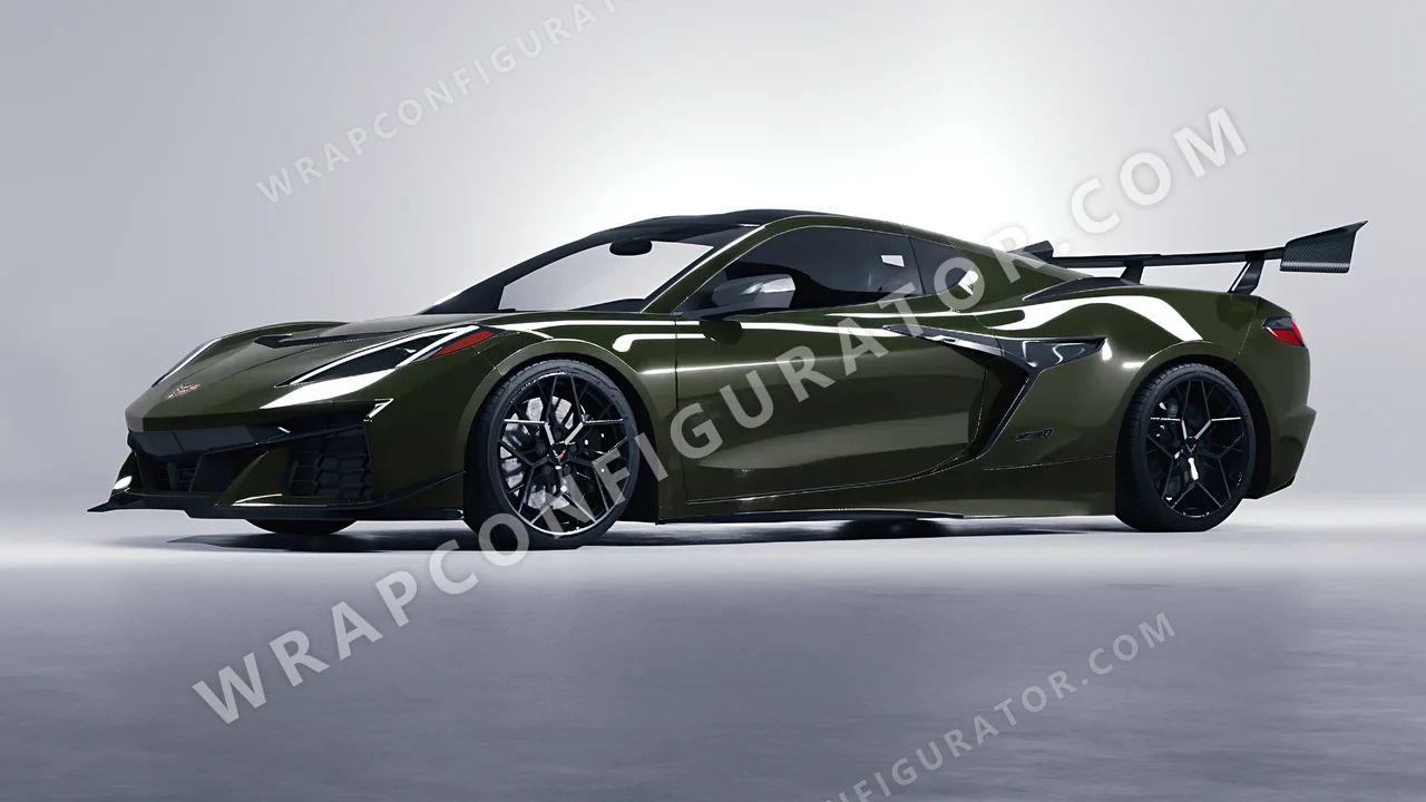 Green Chevrolet Corvette ZR1 2025 wrapped in ORACAL Bottle Green 970RA-286G