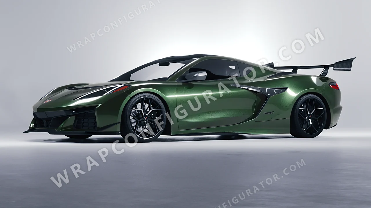 Green Chevrolet Corvette ZR1 2025 wrapped in ORACAL Fir Green 970RA-677G