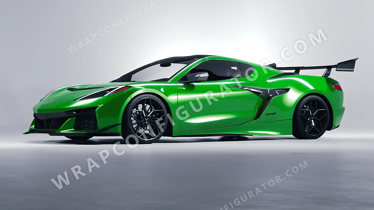 Green Chevrolet Corvette ZR1 2025 wrapped in ORACAL Lawn Green 970RA-464G