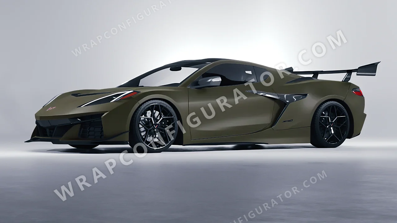 Green Chevrolet Corvette ZR1 2025 wrapped in ORACAL Nato Olive 970RA-285M