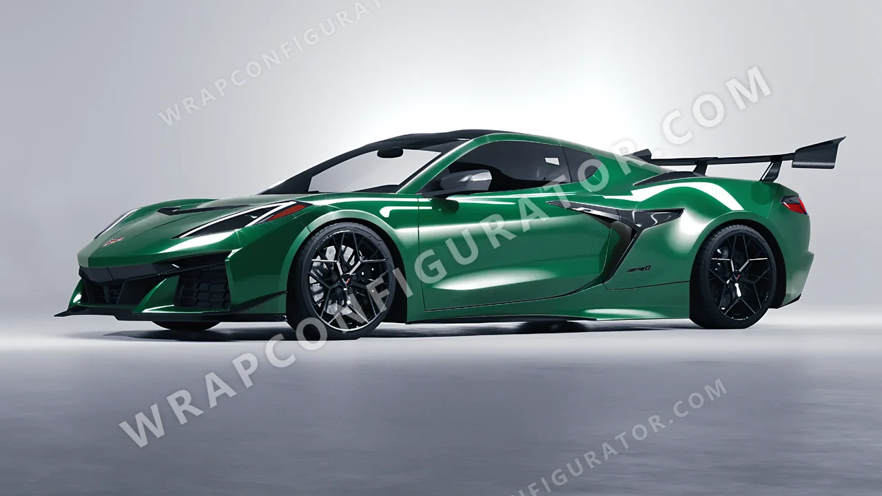 Green Chevrolet Corvette ZR1 2025 wrapped in ORACAL Police Green 970RA-612G