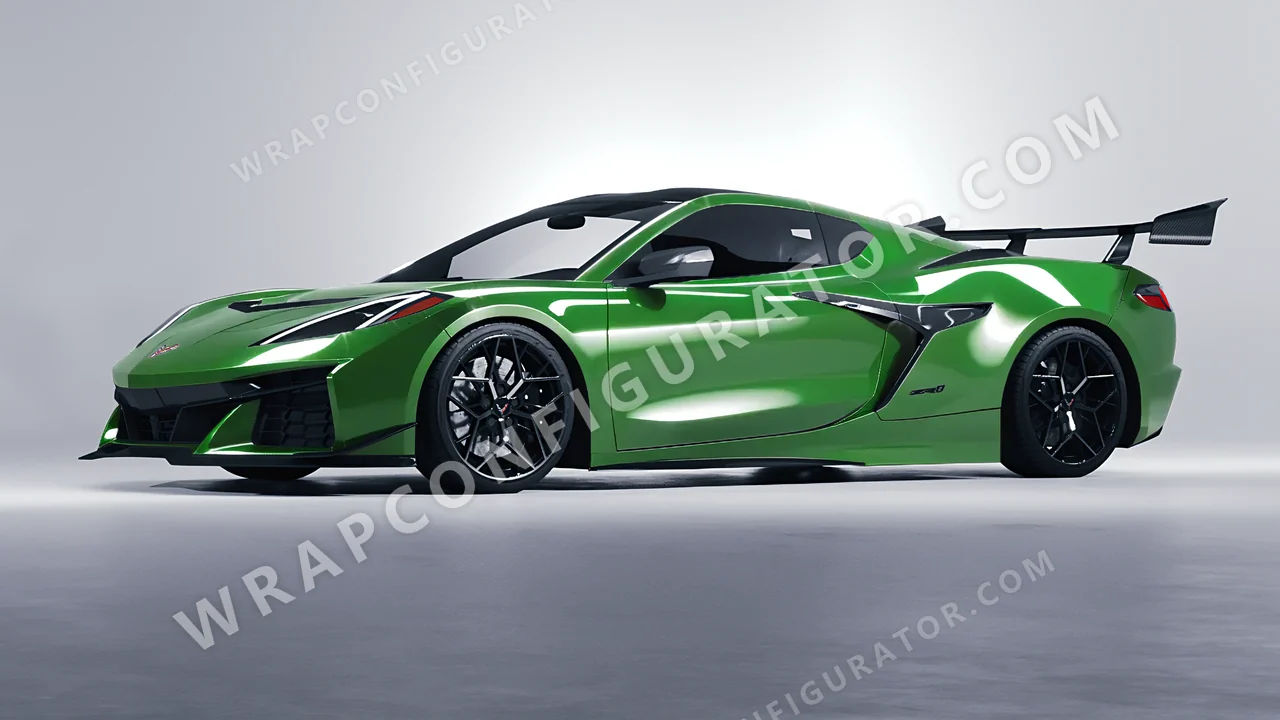 Green Chevrolet Corvette ZR1 2025 wrapped in ORACAL Tree Green 970RA-486G
