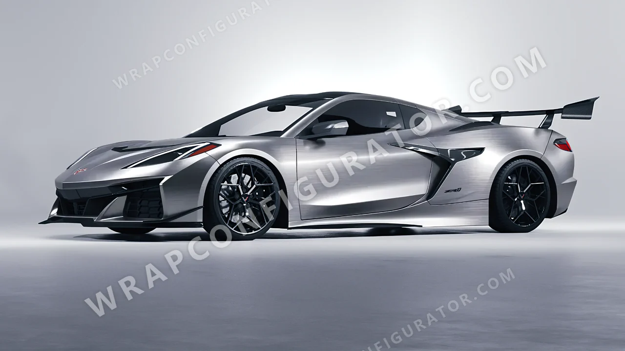 Grey Chevrolet Corvette ZR1 2025 wrapped in 3M Brushed Titanium BR230