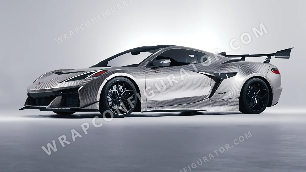 Grey Chevrolet Corvette ZR1 2025 wrapped in 3M Carbon Fiber Anthracite CFS201