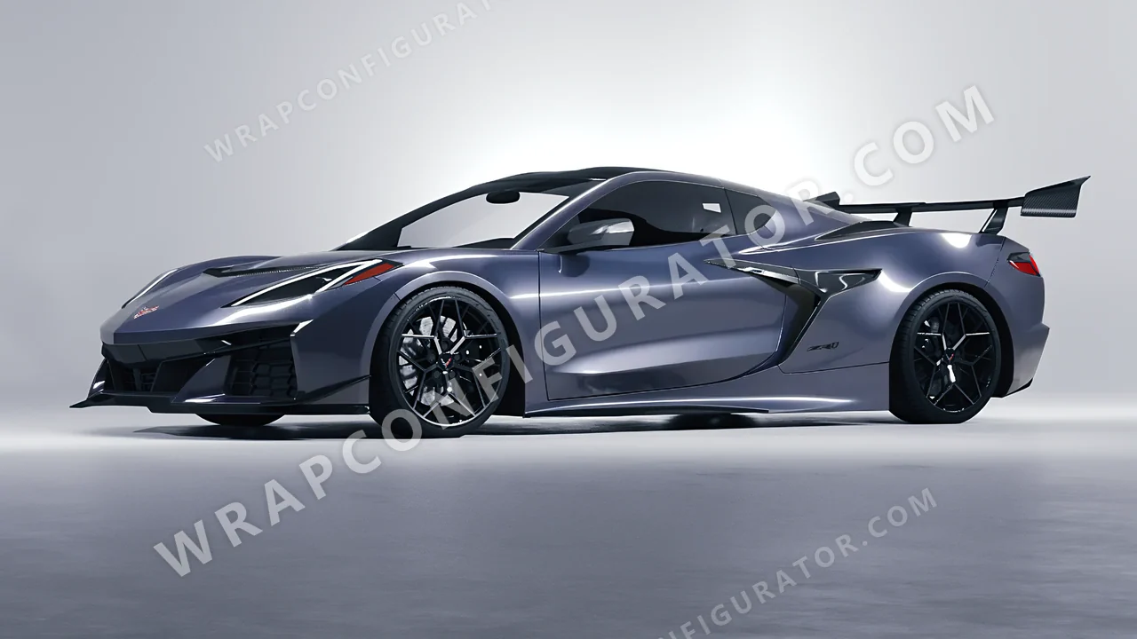 Grey Chevrolet Corvette ZR1 2025 wrapped in 3M Gloss Glacier Gray GP291
