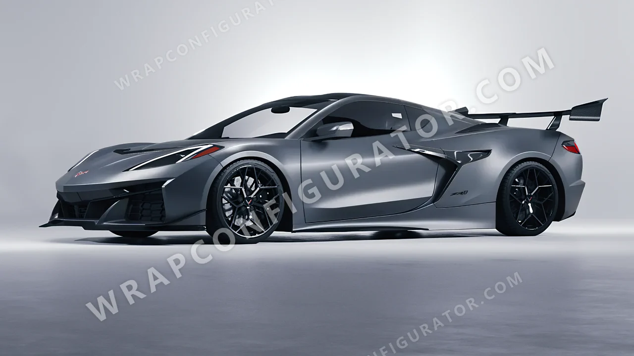 Grey Chevrolet Corvette ZR1 2025 wrapped in 3M Satin Battleship Gray S51