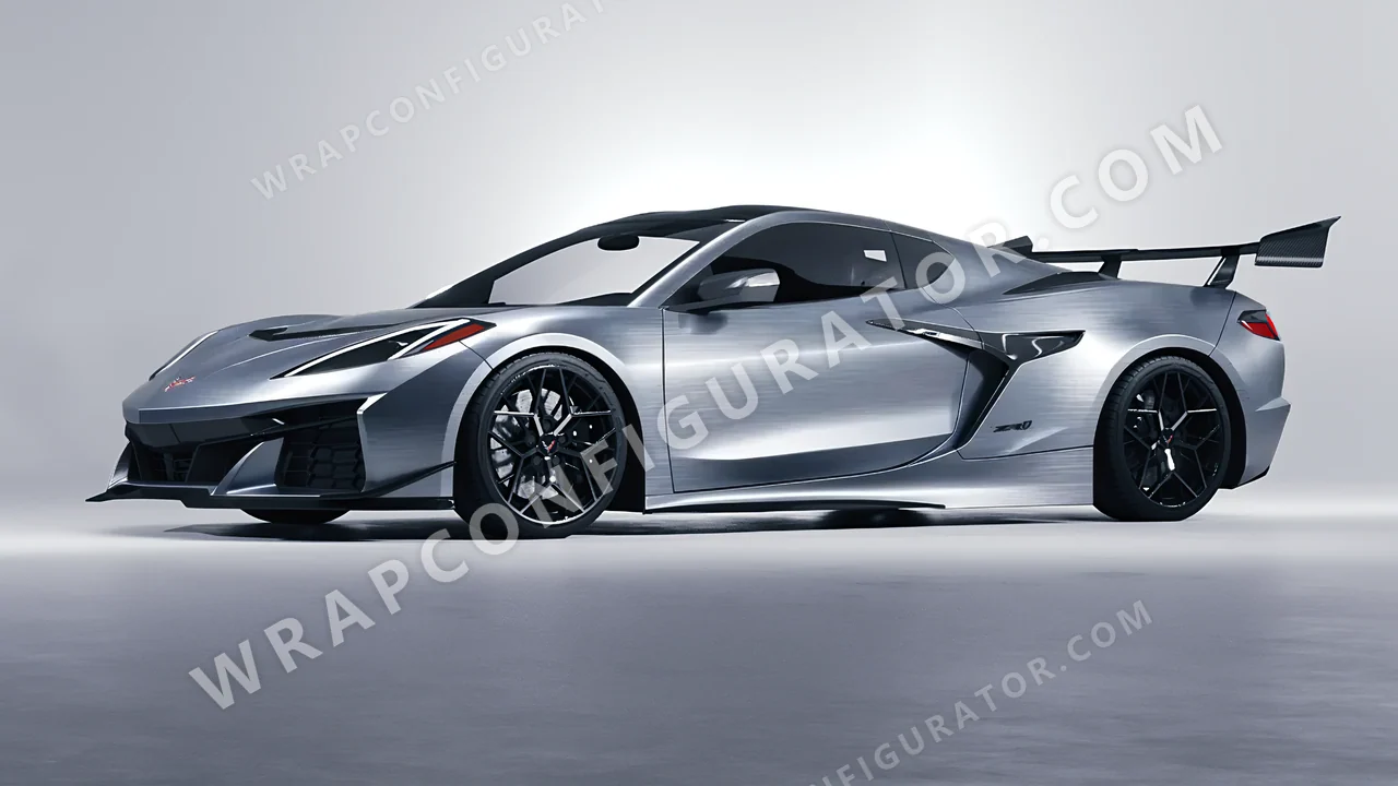 Grey Chevrolet Corvette ZR1 2025 wrapped in Avery Dennison Brushed Steel SW900-813-X