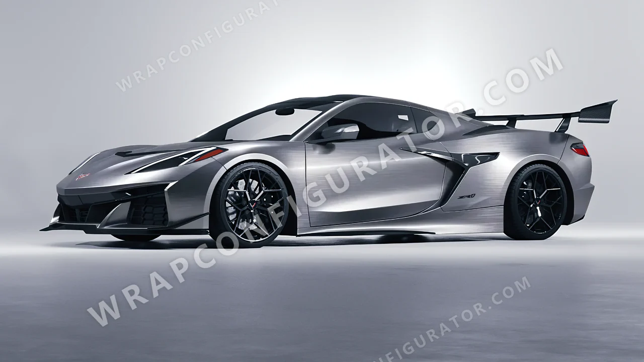 Grey Chevrolet Corvette ZR1 2025 wrapped in Avery Dennison Brushed Titanium SW900-802-X