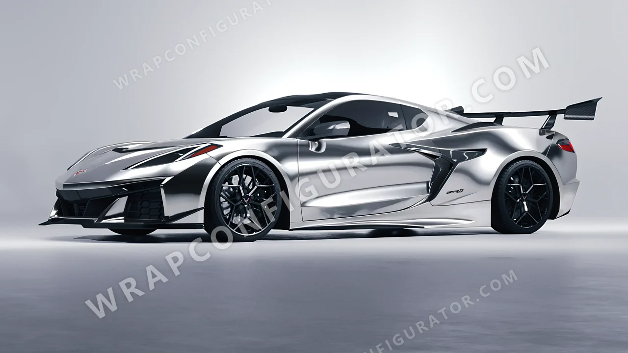 Grey Chevrolet Corvette ZR1 2025 wrapped in Avery Dennison Silver SF100-843-S