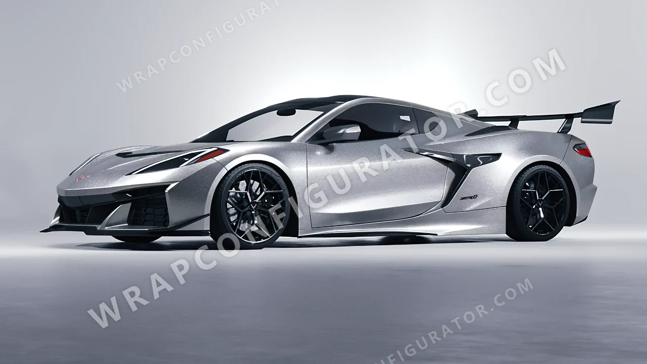 Grey Chevrolet Corvette ZR1 2025 wrapped in Avery Dennison Silver SW900-803-M