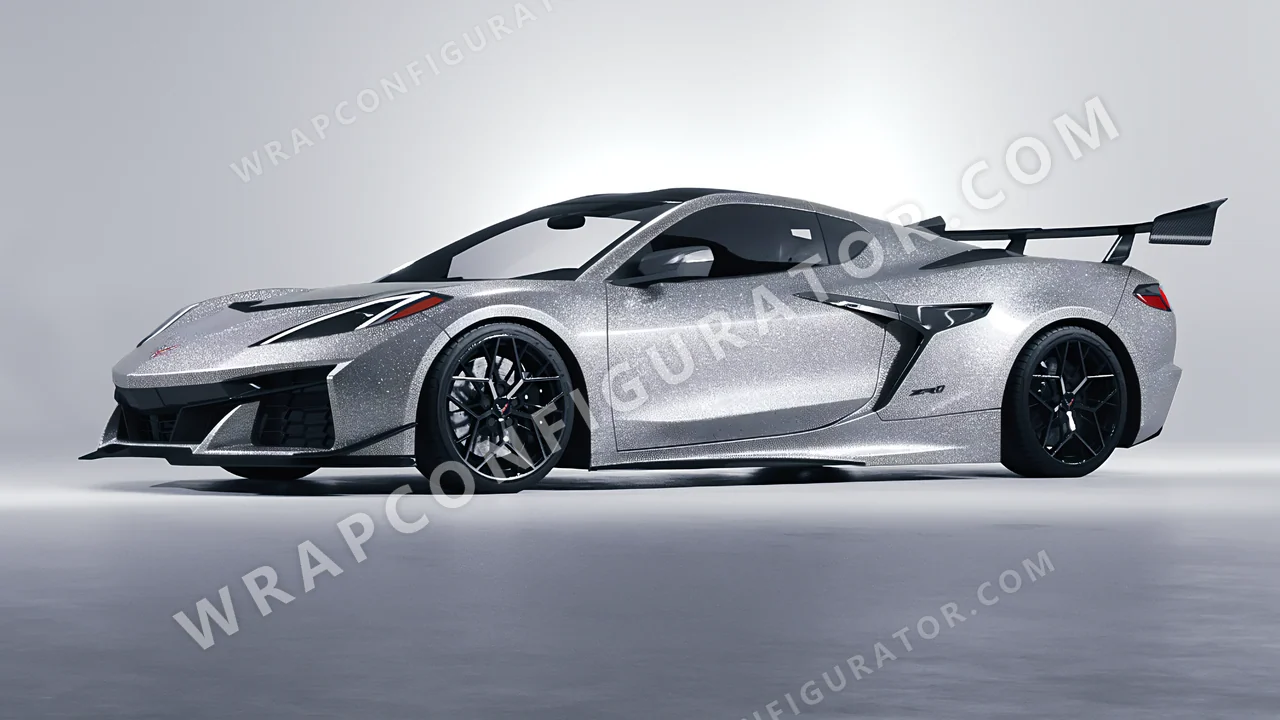 Grey Chevrolet Corvette ZR1 2025 wrapped in Avery Dennison Silver SW900-878-D