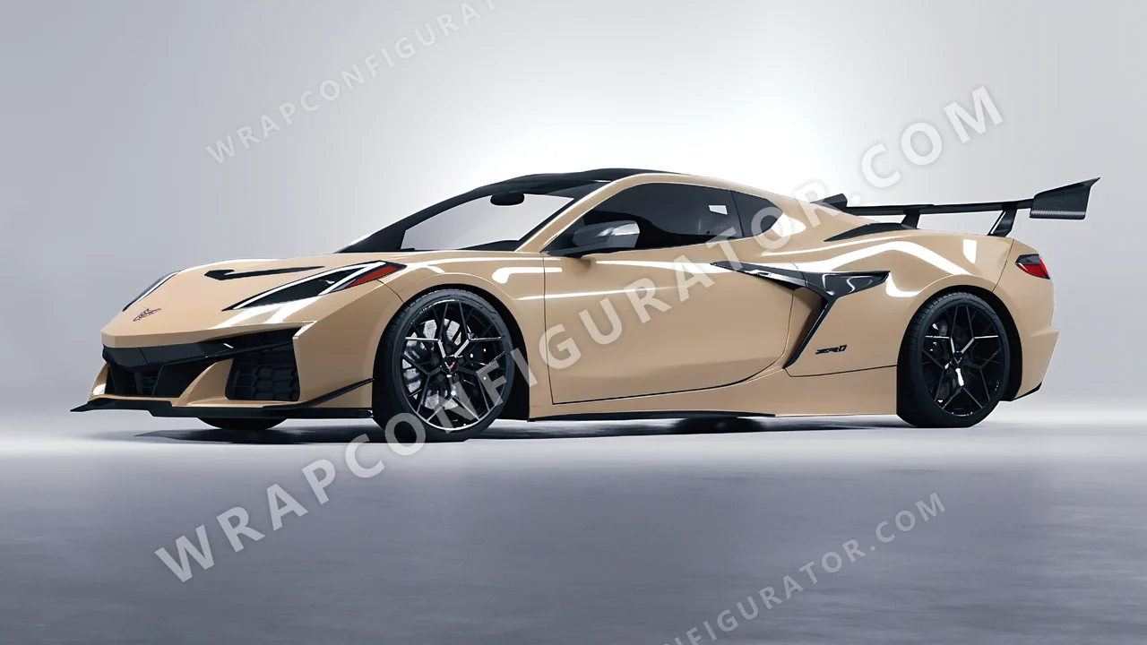 Grey Chevrolet Corvette ZR1 2025 wrapped in KPMF Desert Storm K75457
