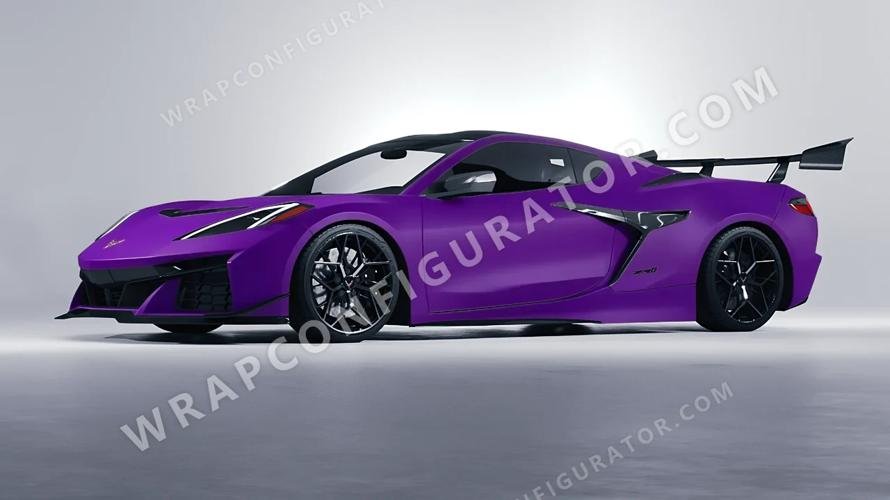 Grey Chevrolet Corvette ZR1 2025 wrapped in KPMF Matt Iced Amethyst Titanium K75568
