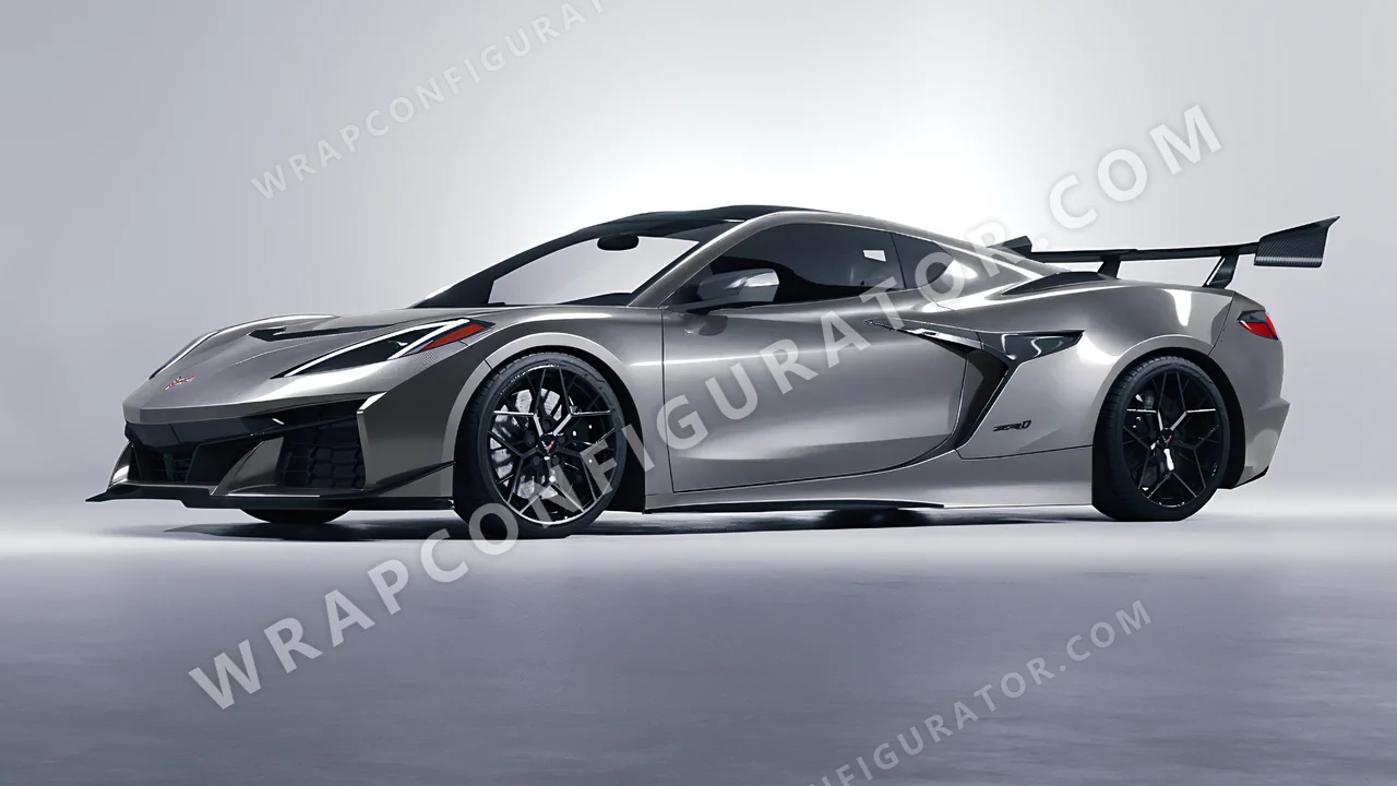 Grey Chevrolet Corvette ZR1 2025 wrapped in ORACAL Aluminium 970RA-908G