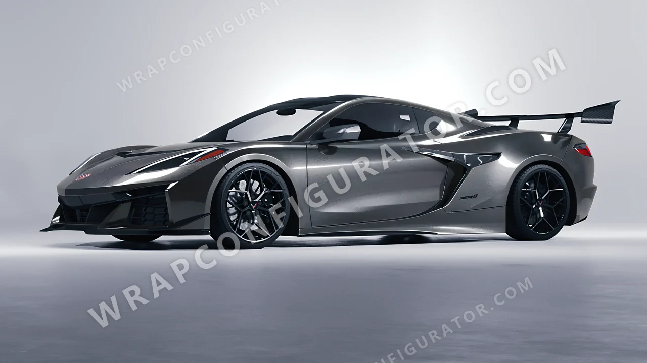 Grey Chevrolet Corvette ZR1 2025 wrapped in ORACAL Graphite 970RA-932G