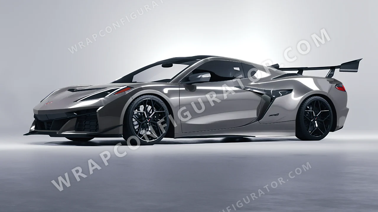 Grey Chevrolet Corvette ZR1 2025 wrapped in ORACAL Telegrey 970RA-076G