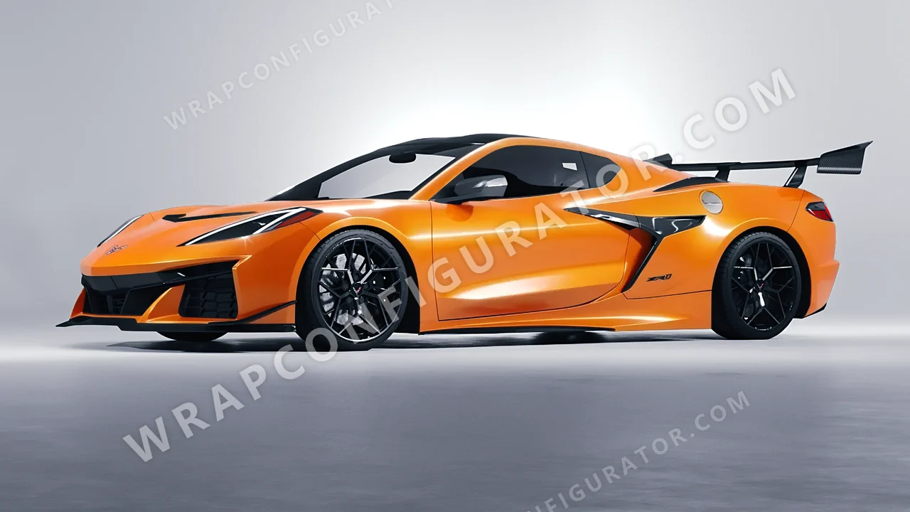 Orange Chevrolet Corvette ZR1 2025 wrapped in 3M Gloss Bright Orange G54