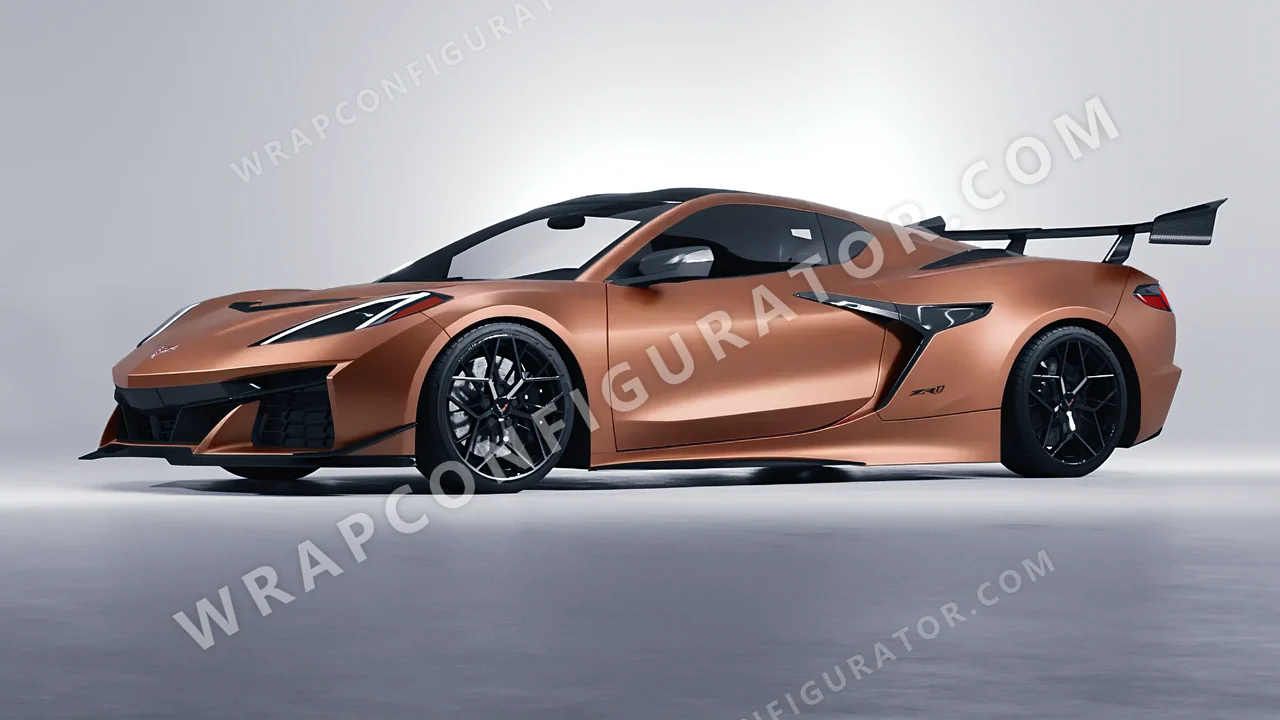Orange Chevrolet Corvette ZR1 2025 wrapped in 3M Matte Copper Metallic M229