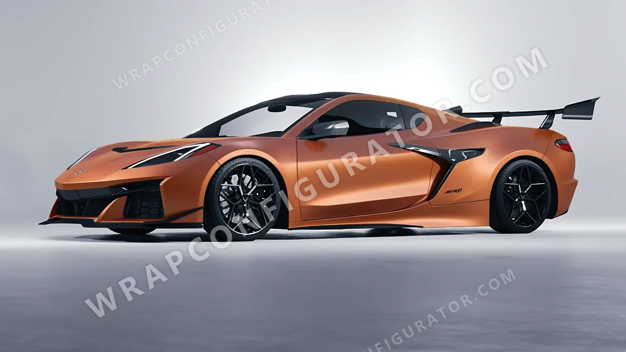 Orange Chevrolet Corvette ZR1 2025 wrapped in Avery Dennison Sunset Ride SW900-302-O