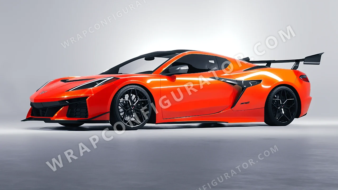Orange Chevrolet Corvette ZR1 2025 wrapped in Inozetek Dynamic PPF Student Driver Sungset Orange SD102