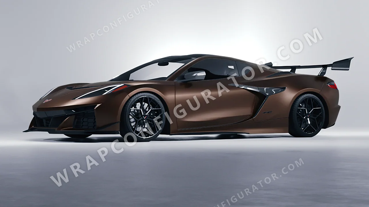 Orange Chevrolet Corvette ZR1 2025 wrapped in KPMF Matt Burnished Bronze K75579