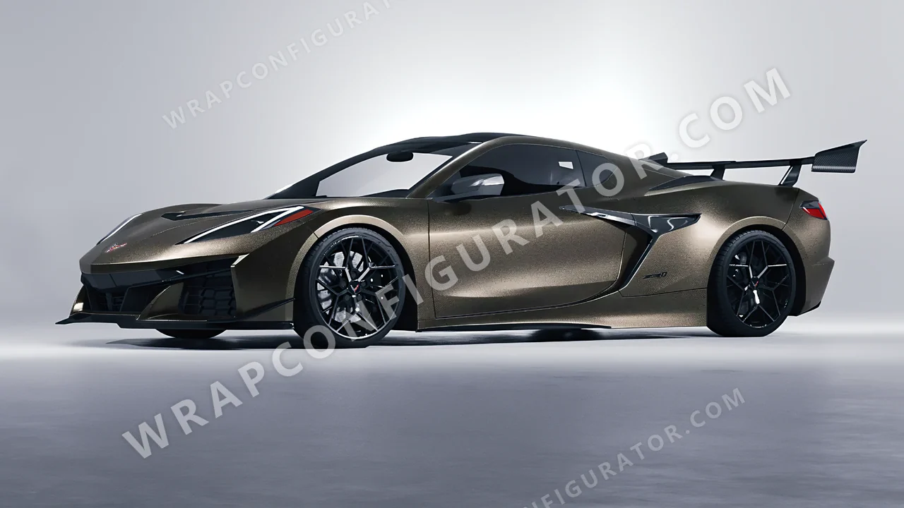 Orange Chevrolet Corvette ZR1 2025 wrapped in KPMF Matt Nero Flare K75556
