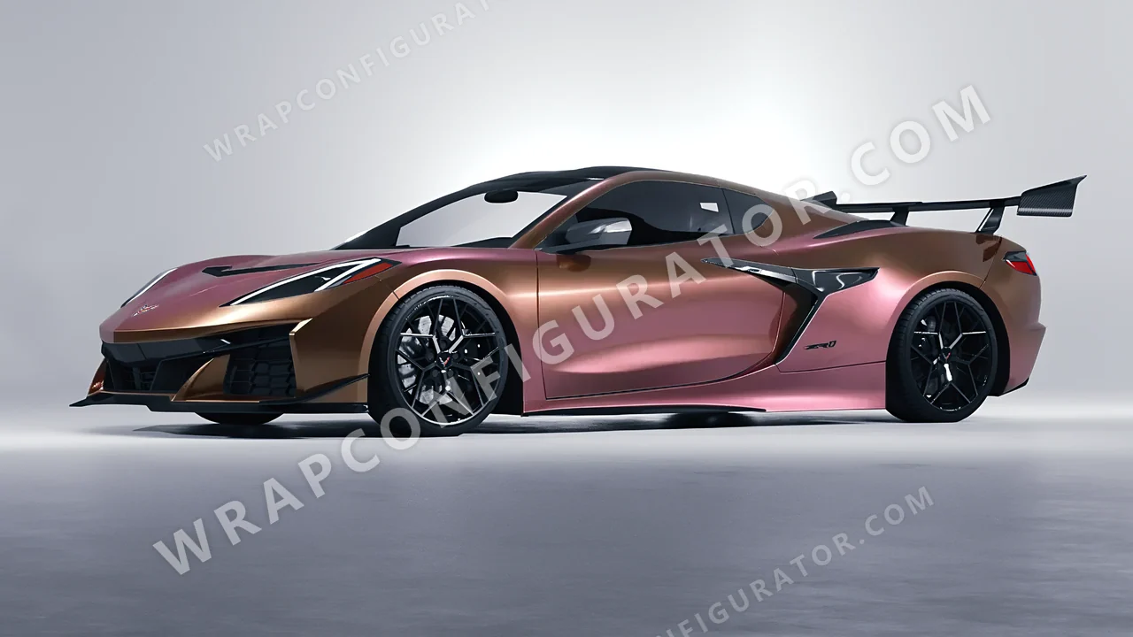 Orange Chevrolet Corvette ZR1 2025 wrapped in ORACAL Gloss Aubergine Bronze 970RA-990G