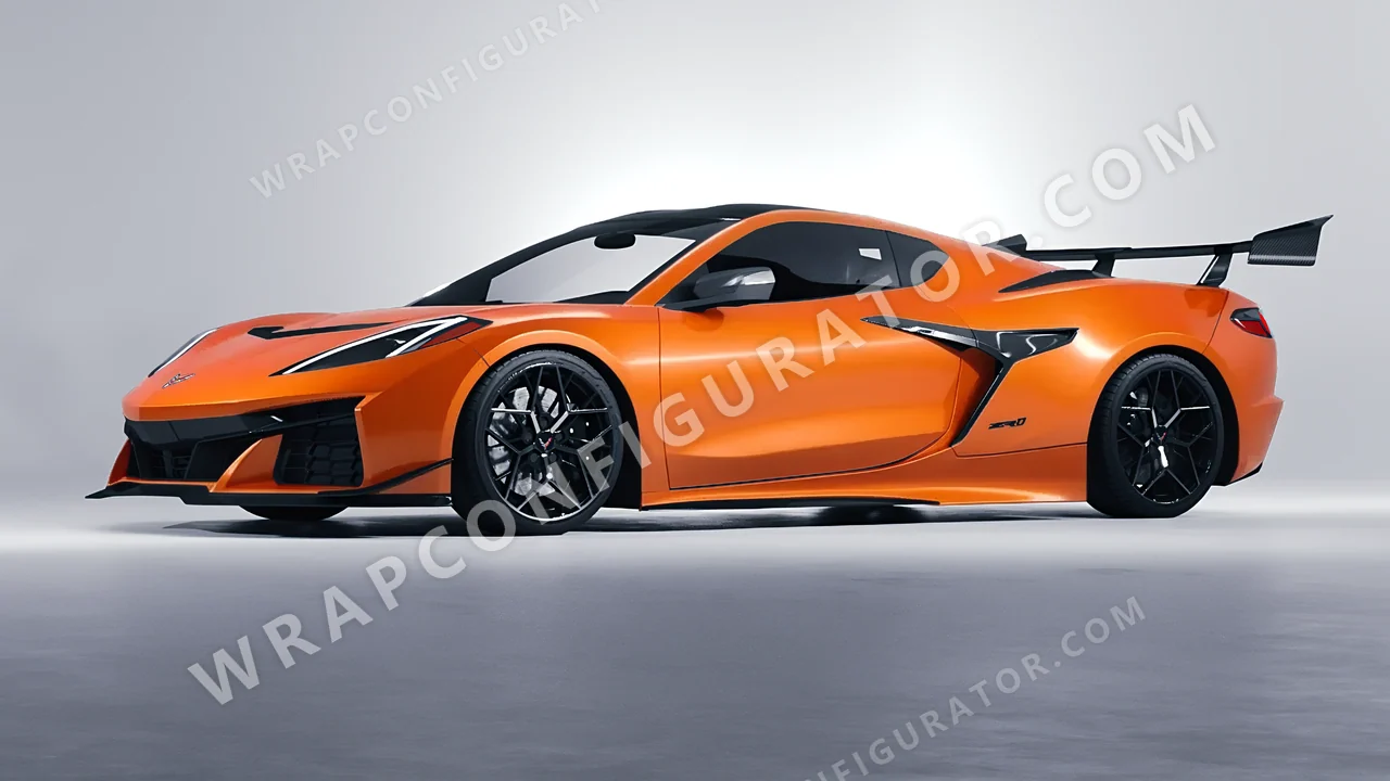 Orange Chevrolet Corvette ZR1 2025 wrapped in ORACAL Tangerine Dream 970RA-959G