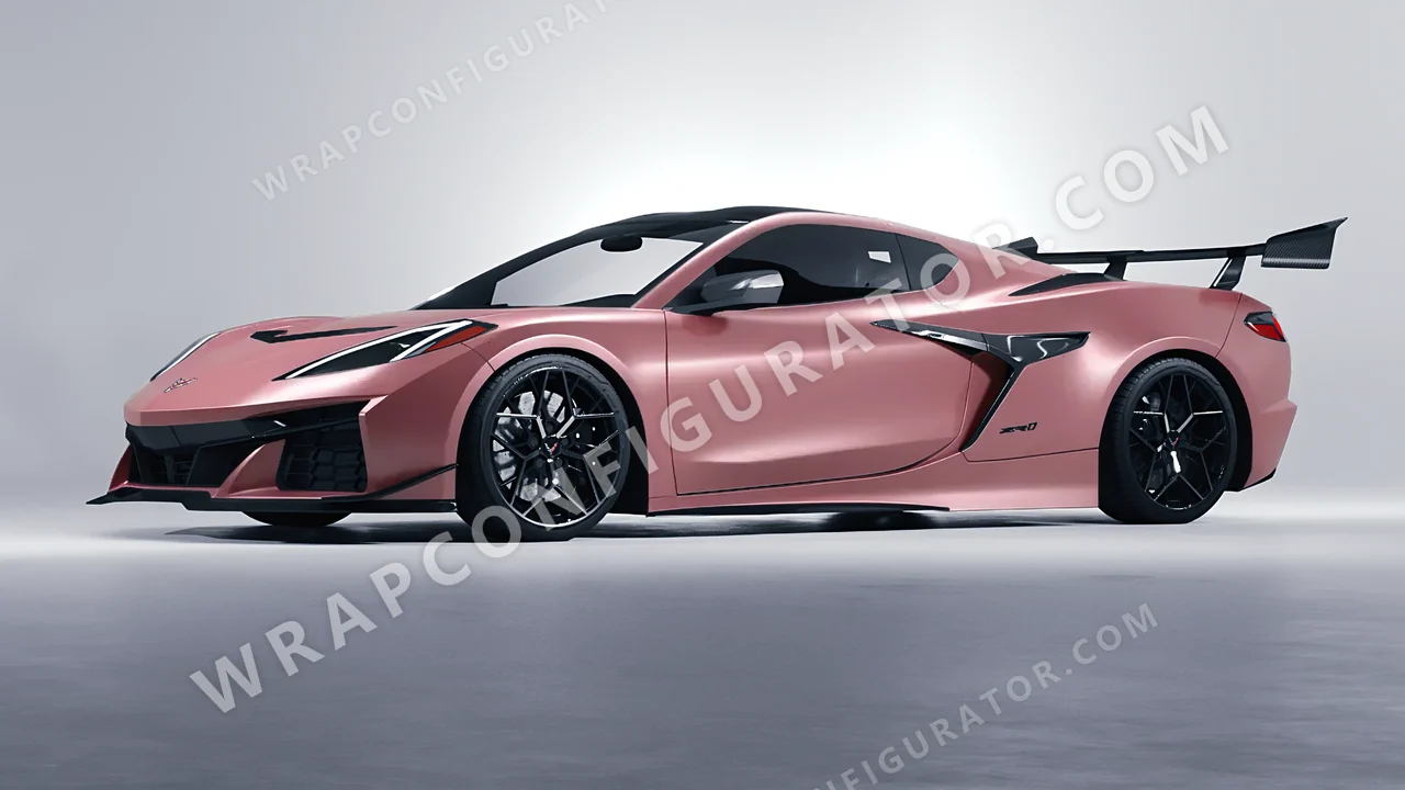 Pink Chevrolet Corvette ZR1 2025 wrapped in 3M Velvet Rose S23