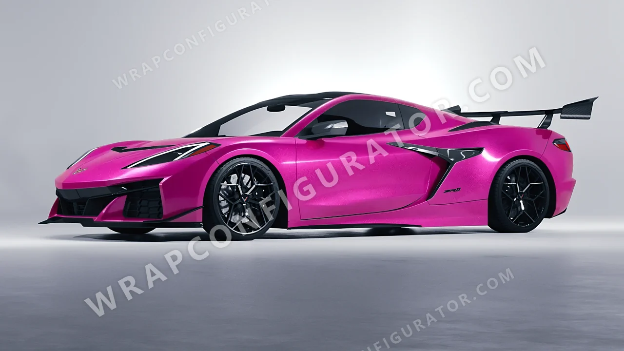Pink Chevrolet Corvette ZR1 2025 wrapped in KPMF Momentum Pink K75406