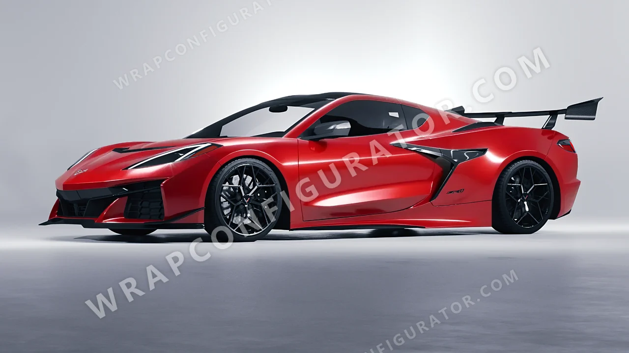 Red Chevrolet Corvette ZR1 2025 wrapped in 3M Gloss Hot Rod Red G13