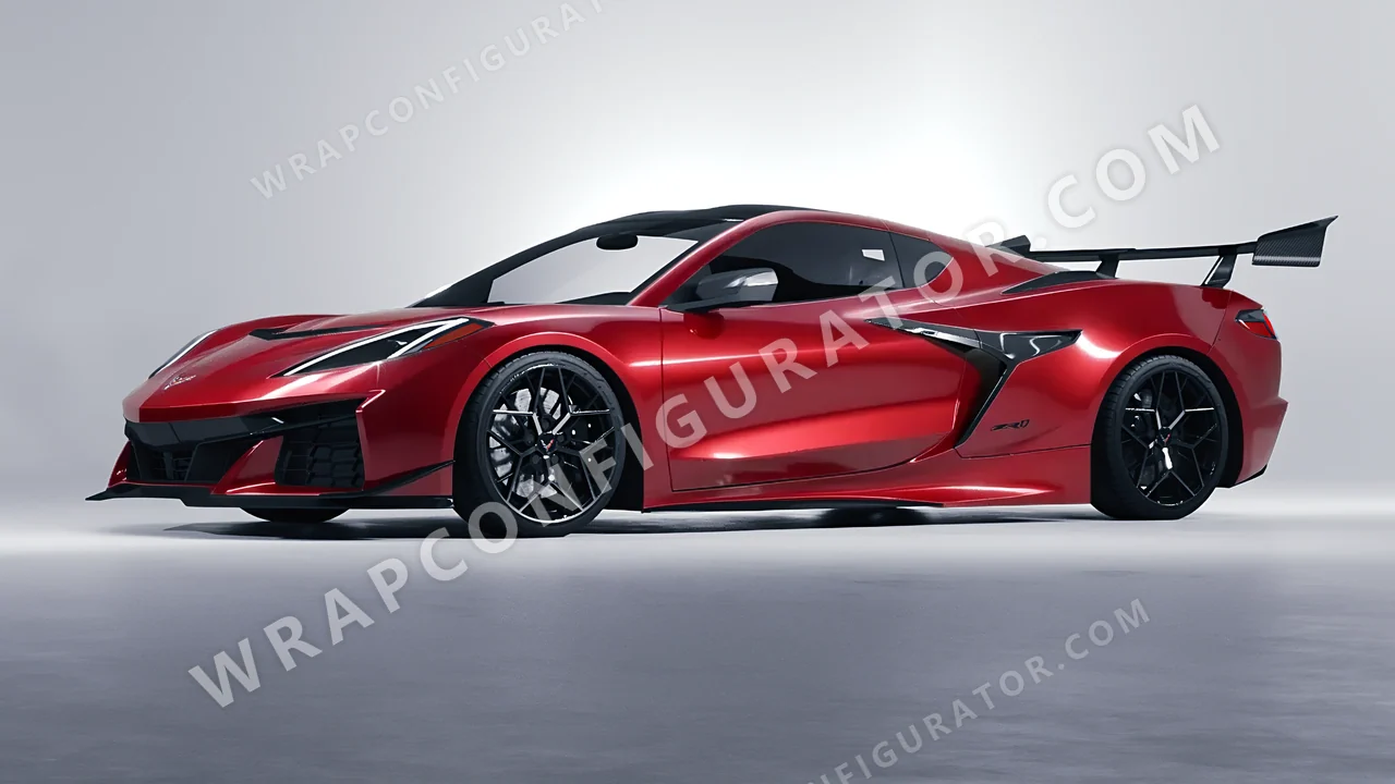 Red Chevrolet Corvette ZR1 2025 wrapped in 3M Gloss Red Metallic G203