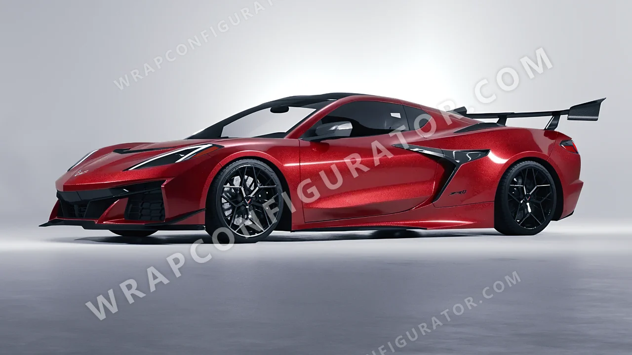 Red Chevrolet Corvette ZR1 2025 wrapped in Avery Dennison Pure Red SW900-401-M