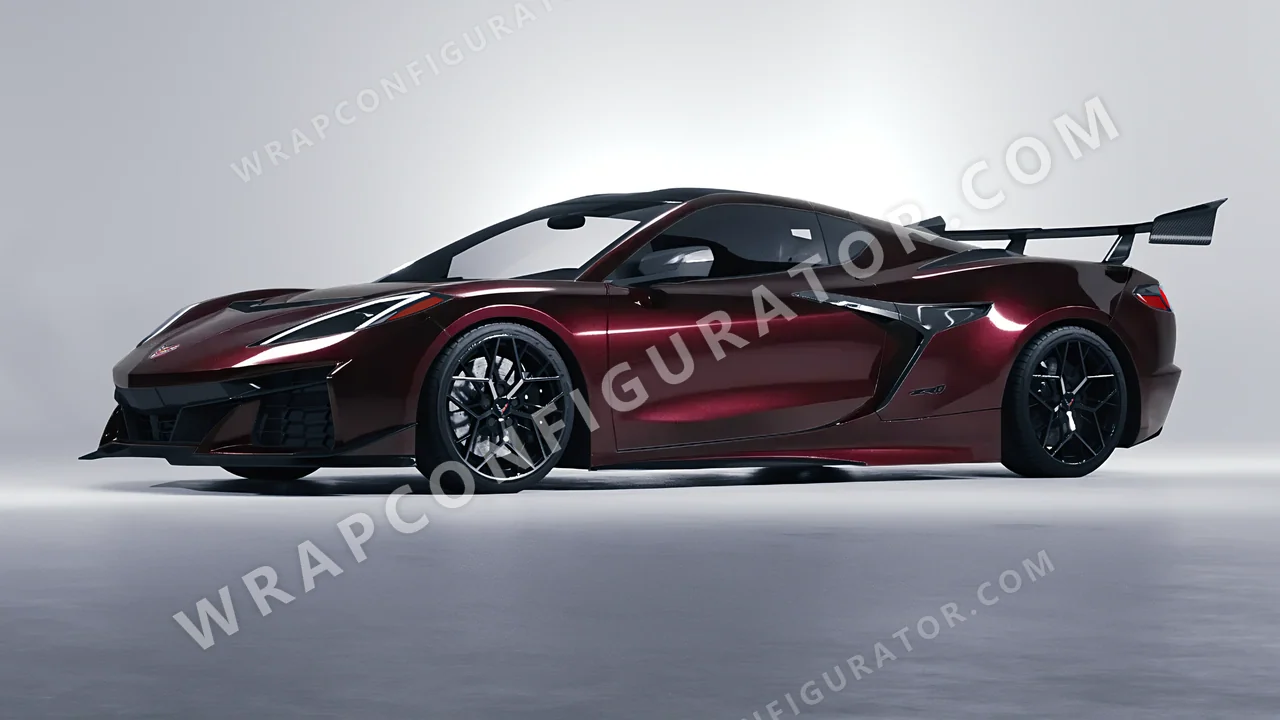 Red Chevrolet Corvette ZR1 2025 wrapped in Inozetek Dynamic PPF Black Cherry DPPF915