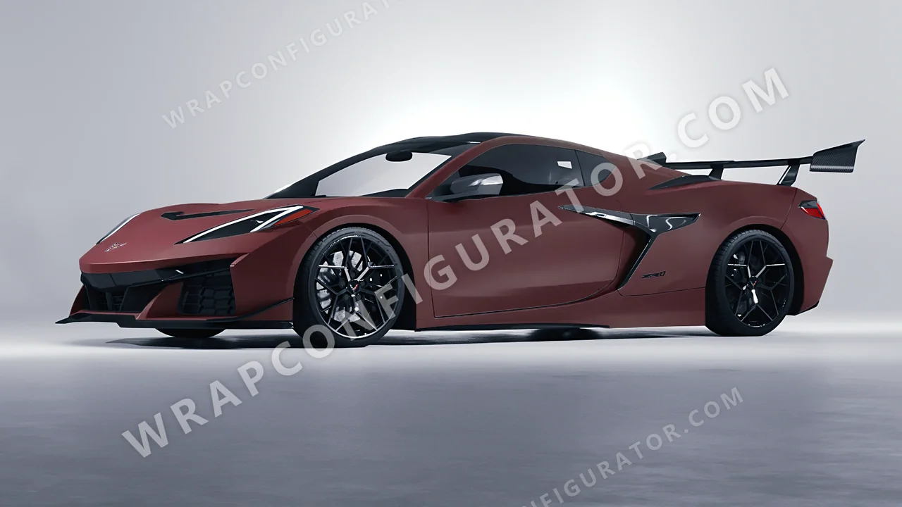 Red Chevrolet Corvette ZR1 2025 wrapped in KPMF Absolute Matt Mythos Red K75801