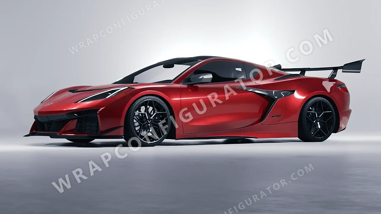 Red Chevrolet Corvette ZR1 2025 wrapped in KPMF Vengeance Red K75403
