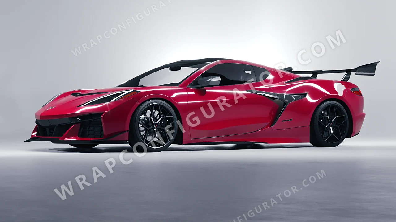 Red Chevrolet Corvette ZR1 2025 wrapped in ORACAL Cardinal Red 970RA-028G