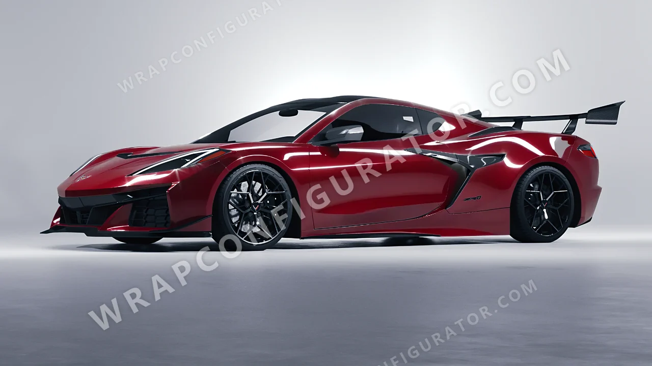 Red Chevrolet Corvette ZR1 2025 wrapped in ORACAL Dark Red 970RA-030G