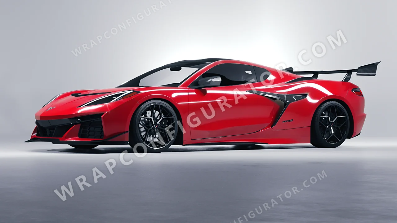 Red Chevrolet Corvette ZR1 2025 wrapped in ORACAL Geranium Red 970RA-305G