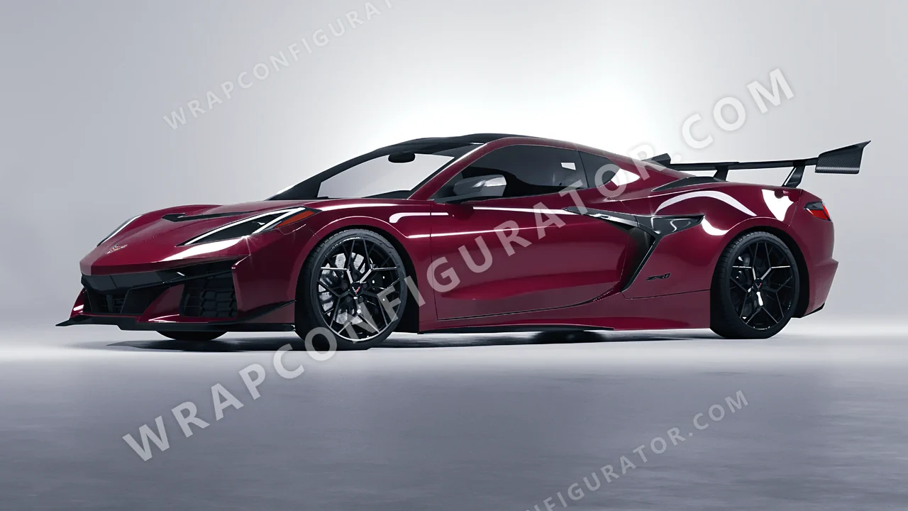 Red Chevrolet Corvette ZR1 2025 wrapped in ORACAL Purple Red 970RA-026G