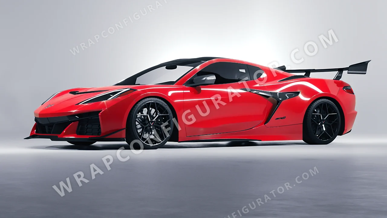 Red Chevrolet Corvette ZR1 2025 wrapped in ORACAL Rose Hip 970RA-897G