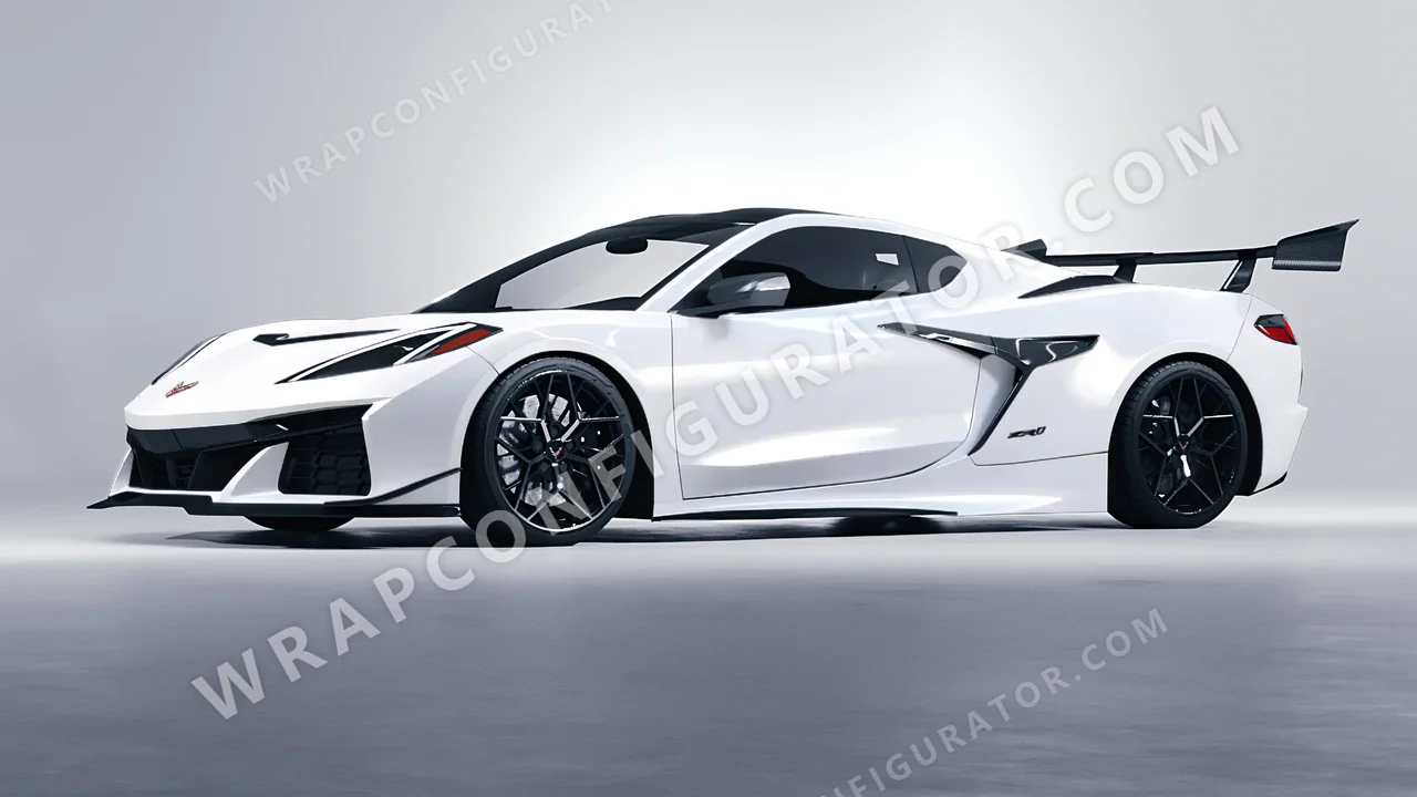 White Chevrolet Corvette ZR1 2025 wrapped in 3M Gloss White Aluminum G120