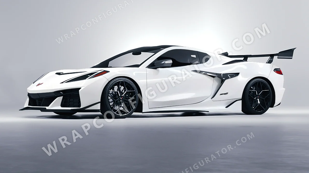 White Chevrolet Corvette ZR1 2025 wrapped in 3M Gloss White G10