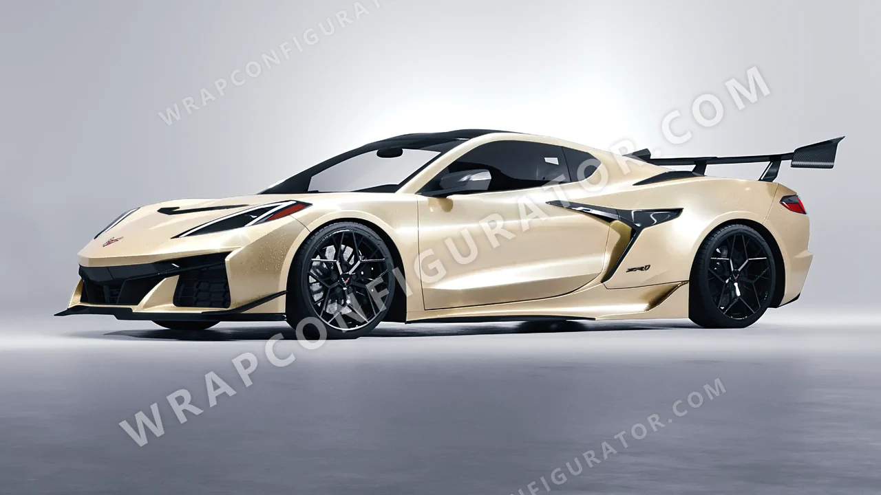 White Chevrolet Corvette ZR1 2025 wrapped in 3M Gloss White Gold Sparkle GP240