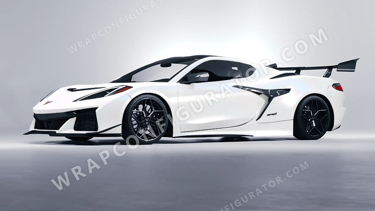 White Chevrolet Corvette ZR1 2025 wrapped in 3M Satin Flip Ghost Pearl SP280